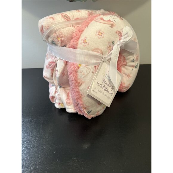 Le Bebe Favorite Pink 30” X 40” Unicorn Blank Neck Pillow Set New With Tags - Picture 2 of 12